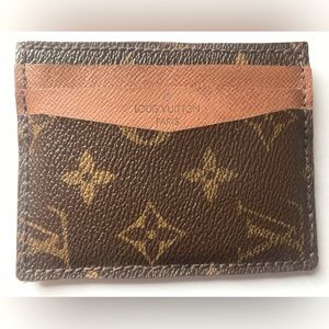 Card holder with Louis Vuitton canvas materials handmade 6 slots